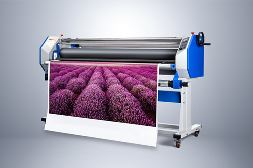 wide format warm laminator with manual lifting system